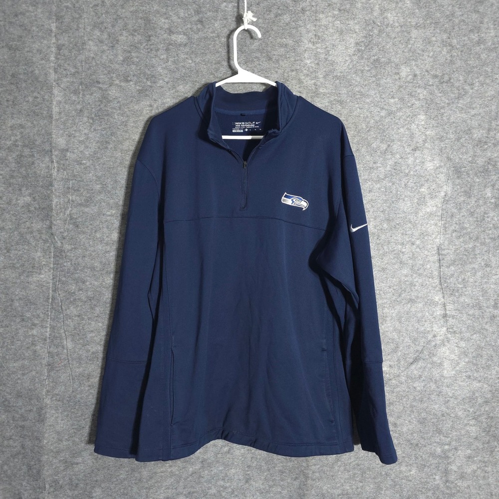 Nike Seattle Seahawks Pullover Mens XL Navy Therma-FIT Quarter Zip Fleece 686085